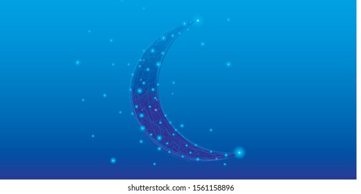 Beautiful Blue Half Moon Vector