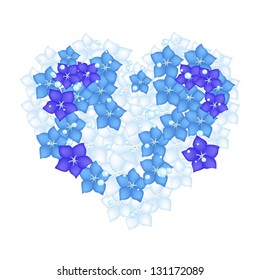 A Beautiful Blue Heart Shape of Forget Me Not Flowers for Symbol of Love