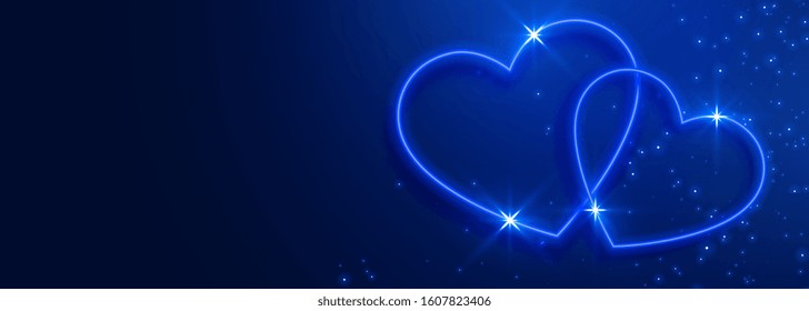 beautiful blue hearts banner with text space