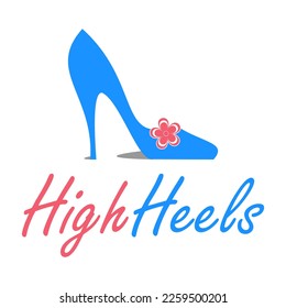 Beautiful blue high heels vector logo