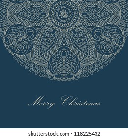 Beautiful blue lace ornament for merry christmas card vector eps 8