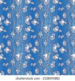 Beautiful Blue Leopard Seamless Pattern