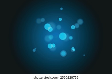 Beautiful blue light effect on black background, glare, beautiful diffused light, bokeh effect