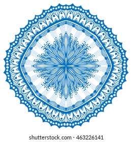 Beautiful blue mandala. Vector illustration isolated on white