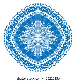 Beautiful blue mandala. Vector illustration isolated on white
