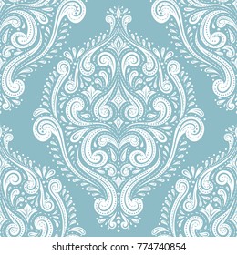 Beautiful blue ornamental seamless pattern. Vintage, paisley elements. Ornament. Traditional, Ethnic, Turkish, Indian motifs. Great for fabric and textile, wallpaper, packaging or any desired idea. 