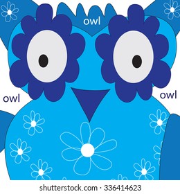 beautiful blue owl eyes vector illustration
