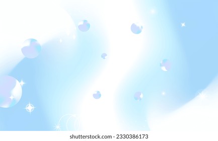 Beautiful Blue Pastel Background with copy space. Liquid pastel gradient template with stars and wave design. Editable Vector Illustration. EPS 10 File.