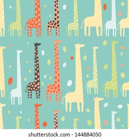 beautiful blue pattern with giraffes