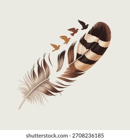Beautiful blue peacock feather vector illustration with a tropical floral ornament design, representing nature and animal beauty