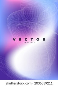 Beautiful blue and pink vector design with abstract geometric shape from thin lines on the blurred background