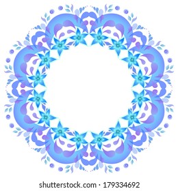 Beautiful blue and purple circular pattern with floral motifs for your design