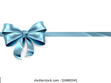 A beautiful blue ribbon and bow from a Christmas, birthday or other gift
