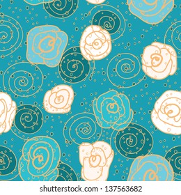 beautiful blue rose summer spring vector seamless pattern background wallpaper for textile and interior