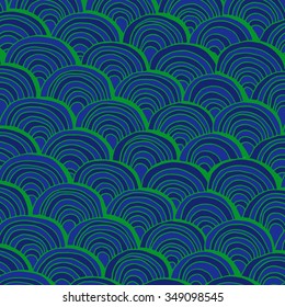 Beautiful blue sea shell set vector pattern.