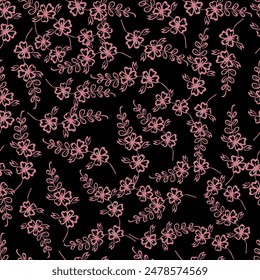 Beautiful Blue Seamless Floral Pattern With Texture For Textile Prints and Wallpapers.