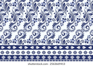 beautiful blue seamless floral pattern with antique arabesque borders for bohemian textile prints vintage wallpaper summer fashion and elegant carpet designs