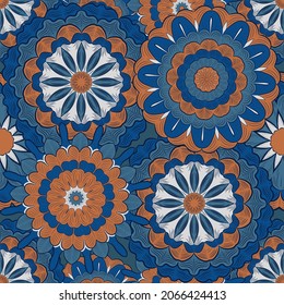 hermoso patrón azul sin costuras. arte mandala sin costura. arte de patrones creativos.