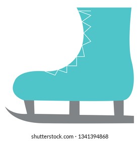 A beautiful blue skating boot with lace designing vector color drawing or illustration 