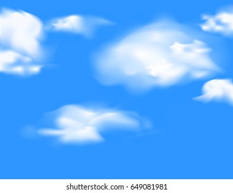 Beautiful blue sky clouds scene vector nature background