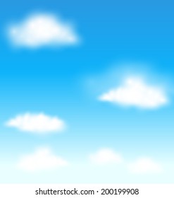 Beautiful blue sky with clouds vector background