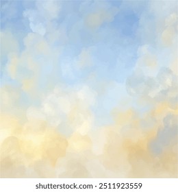 Céu azul bonito com nuvens e amarelo para panfletos, cartaz, banner, cartões, vetor Vintage Premium modelo fundo