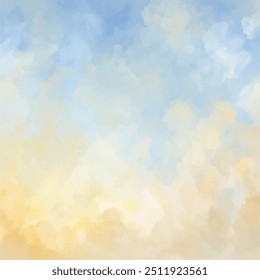 Céu azul bonito com nuvens e amarelo para panfletos, cartaz, banner, cartões, vetor Vintage Premium modelo fundo