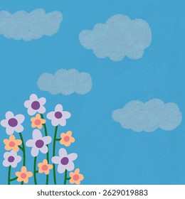 A beautiful blue sky with a Colourful Daisy flowers