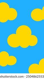 A beautiful blue sky featuring bright yellow clouds scattered throughout