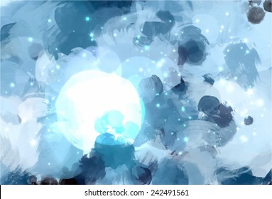Beautiful blue sky and large moon