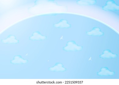 Bel Ciel Bleu avec nuages à l'aquarelle et concept de dégradé de la couche d'ozone blanche. Arrière-plan pour poster, bannière, site Web, prospectus, présentation, fonds d'écran, dessins. Illustration Vectorielle Modifiable. EPS10