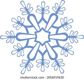 Hermoso copo de nieve azul. Un copo de nieve de forma compleja. Un símbolo de invierno y año nuevo. Ilustración del vector aislada en un fondo blanco