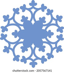 Hermoso copo de nieve azul. Un copo de nieve de forma compleja. Un símbolo de invierno y año nuevo. Ilustración del vector aislada en un fondo blanco