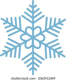 Beautiful blue snowflake. A snowflake of complex shape. A symbol of winter and new year. Vector illustration isolated on a white background