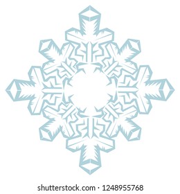 Beautiful blue snowflake isolated on white background. Vector illustration.