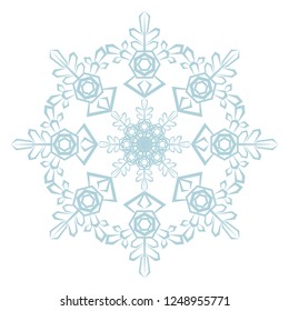 Beautiful blue snowflake isolated on white background. Vector illustration.