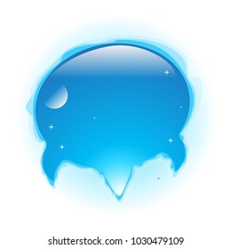 Beautiful blue speech bubble. Vector illustration isolated on white background.