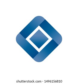 Beautiful blue square logo. Vector drawing. Isolated object on a white background. Isolate.