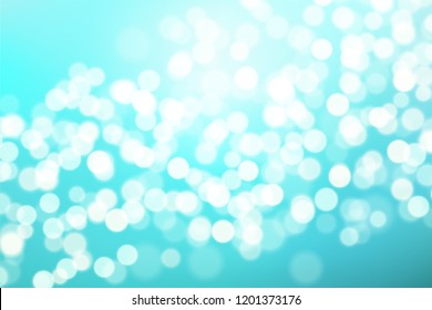 Beautiful Blue teal gradient background bokeh effect. Blurred winter backdrop. Vector illustration for your graphic design, banner, poster, christmas card