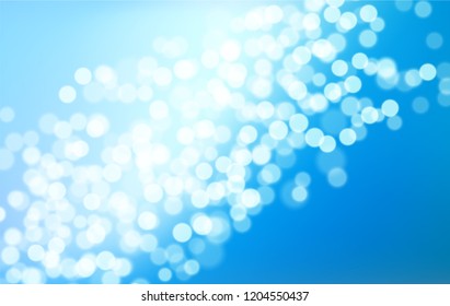 Beautiful Blue teal gradient background bokeh effect. Blurred winter backdrop. Vector illustration for your graphic design, banner, poster, christmas card