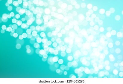 Beautiful Blue teal gradient background bokeh effect. Blurred winter backdrop. Vector illustration for your graphic design, banner, poster, christmas card