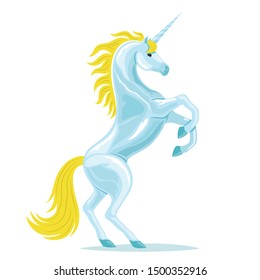 Beautiful Blue Unicorn On White Background Stock Vector (Royalty Free ...