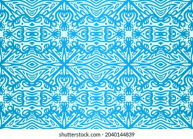 Beautiful blue vector background with colorful icy seamless pattern