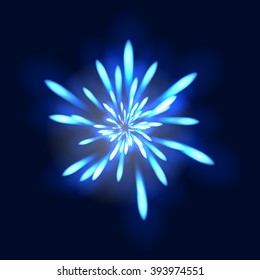 Beautiful blue vector Firework on a black background