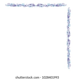 Beautiful blue vector floral frame or border isolated on white