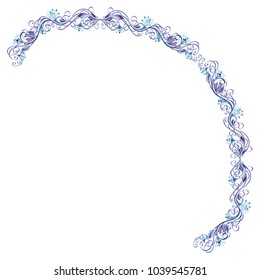 Beautiful blue vector floral frame or border isolated on white