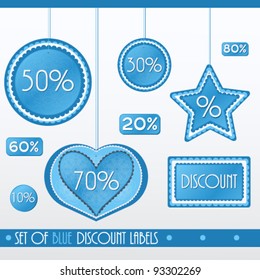 Beautiful blue vector price tags with lace