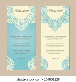 Beautiful blue vintage invitation cards