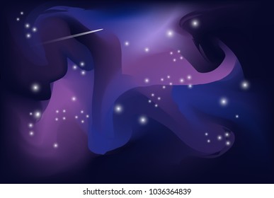 Beautiful Blue and Violet Star Galaxy Astronomy Space Universe Night Cosmos Science for Graphic Design Background and Resources. Vector Illustration.