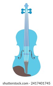 Schöne blaue Violinfarbe. Instrumentenorchester-Streichfadenmusik.Clip-Art flaches Design.Isolat auf weißem Hintergrund.Vektorgrafik. Design-Element für Musikevent, Poster, Banner, Logo, Print, Deco.